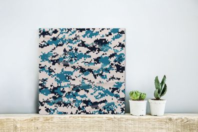 Glasbilder - 20x20 cm - Blaues und weißes Camouflage-Muster (Gr. 20x20 cm)