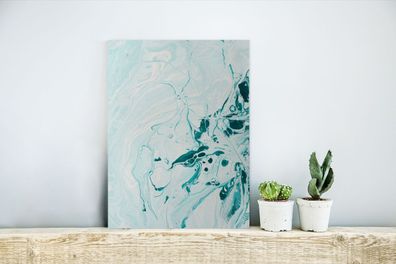 Glasbilder - 30x40 cm - Marmor - Ölfarbe - Blau (Gr. 30x40 cm)