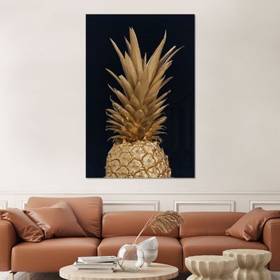 Glasbilder - 100x150 cm - Ananas - Obst - Gold (Gr. 100x150 cm)