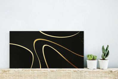 Glasbilder - 40x20 cm - Goldene Wellen auf einem schwarzen Hintergrund (Gr. 40x20 cm)