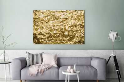 Leinwandbilder - 140x90 cm - Goldfolie mit faltiger Textur (Gr. 140x90 cm)