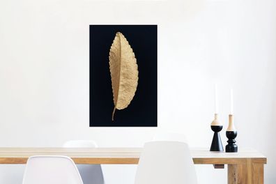 Glasbilder - 40x60 cm - Blatt - Baum - Gold (Gr. 40x60 cm)