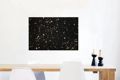 Glasbilder - 90x60 cm - Goldene Flocken auf schwarzem Hintergrund (Gr. 90x60 cm)