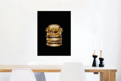 Glasbilder - 60x80 cm - Gold-Hamburger auf schwarzem Hintergrund. (Gr. 60x80 cm)