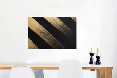 Glasbilder - 60x40 cm - Goldene Farbstreifen auf schwarzem Hintergrund (Gr. 60x40 cm)