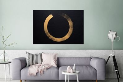 Glasbilder - 120x80 cm - Goldener Kreis auf dunklem Hintergrund (Gr. 120x80 cm)