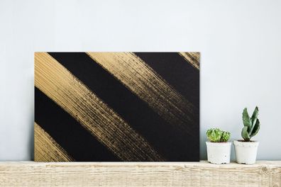 Glasbilder - 30x20 cm - Goldene Farbstreifen auf schwarzem Hintergrund (Gr. 30x20 cm)