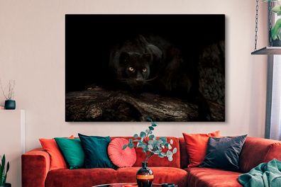 Leinwandbilder - 150x100 cm - Panther - Wald - Augen (Gr. 150x100 cm)