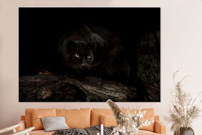 Glasbilder - 150x100 cm - Panther - Wald - Augen (Gr. 150x100 cm)