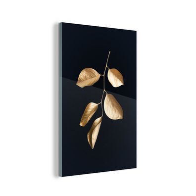 Glasbilder - 20x30 cm - Blätter - Schwarz und Gold - Luxus (Gr. 20x30 cm)