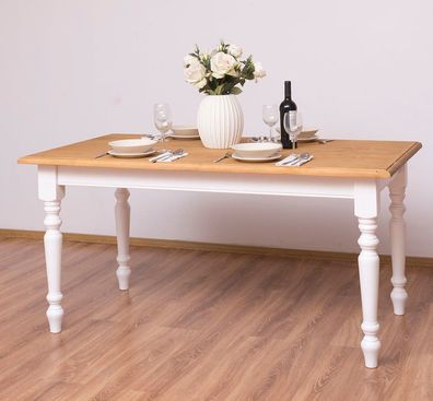 Esstisch weiß Küchentisch Massiv Holz Landhaustisch weiß Holztisch 160 cm