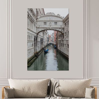 Glasbilder - 100x150 cm - Venedig - Brücke - Boot (Gr. 100x150 cm)