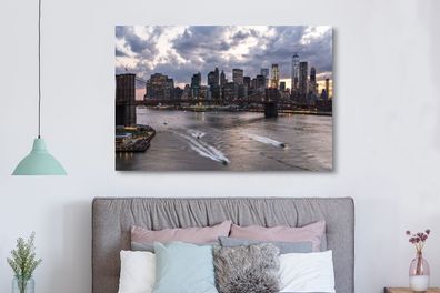 Leinwandbilder - 150x100 cm - New York - Brooklyn Bridge - Manhattan (Gr. 150x100 cm)