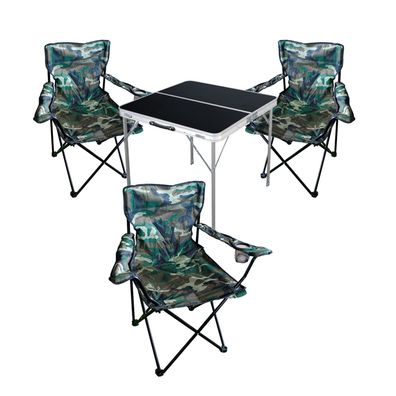 4-tlg. Camouflage Campingmöbel Set Tisch schwarz Tragegriff Campingstuhl mit Tasche