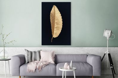 Leinwandbilder - 90x140 cm - Blatt - Baum - Gold (Gr. 90x140 cm)