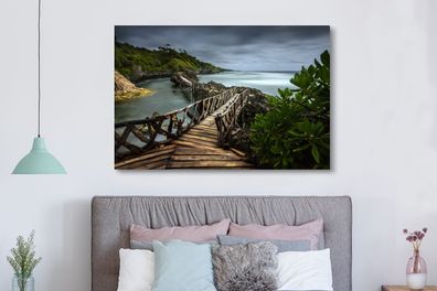 Leinwandbilder - 150x100 cm - Brücke in Indonesien (Gr. 150x100 cm)