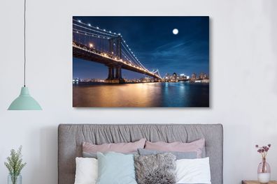 Leinwandbilder - 150x100 cm - New York - Manhattan - Mond (Gr. 150x100 cm)