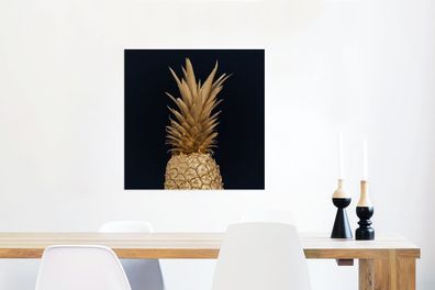Glasbilder - 50x50 cm - Ananas - Gold - Farbe (Gr. 50x50 cm)