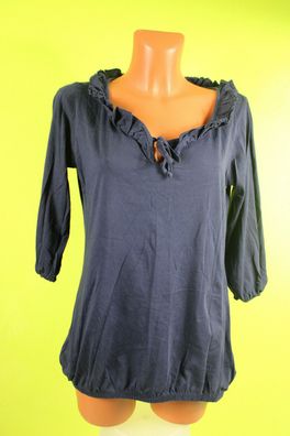 Esprit Blusenshirt XL eher M 40 T-Shirt Shirt m. Rüschen Damenshirt blau halbarm