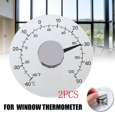 2Pcs Neue Runde Außen Thermometer Fensterthermometer Fenster Saugnapf Temperatur