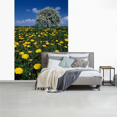 Fototapete - 160x240 cm - Pusteblume - Baum - Farben (Gr. 160x240 cm)