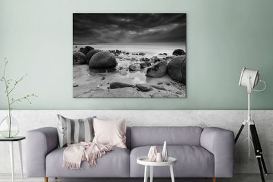 Leinwandbilder - 120x90 cm - Moeraki Boulders Neuseeland Fotodruck (Gr. 120x90 cm)