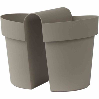 Balkonhängetopf BE-UP mit Wasserreserve 25 cm, taupe