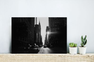 Glasbilder - 30x20 cm - Eine ruhige Straße in New York in schwarz und weiß