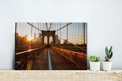 Leinwandbilder - 30x20 cm - Brooklyn Bridge in New York bei Sonnenuntergang