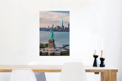 Glasbilder - 40x60 cm - Freiheitsstatue mit der Skyline von New York (Gr. 40x60 cm)