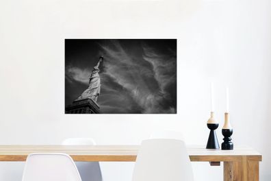 Glasbilder - 60x40 cm - Freiheitsstatue in New York in schwarz und weiß