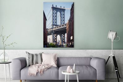 Leinwandbilder - 90x140 cm - Manhattan Bridge aus der Ferne (Gr. 90x140 cm)