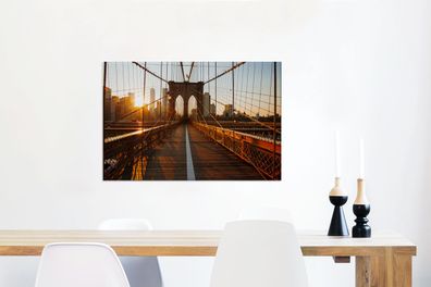 Leinwandbilder - 60x40 cm - Brooklyn Bridge in New York bei Sonnenuntergang