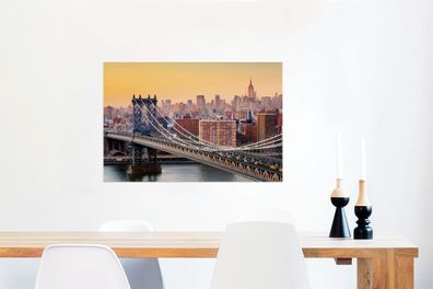 Glasbilder - 90x60 cm - Manhattan-Brücke in New York (Gr. 90x60 cm)