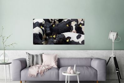 Glasbilder - 160x80 cm - Kuh - Herde - Bauernhof - Tiere (Gr. 160x80 cm)