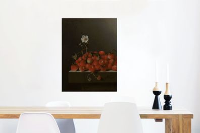 Glasbilder - 60x80 cm - Stillleben mit Walderdbeeren - Gemälde von Adriaen Coorte