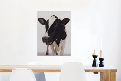 Glasbilder - 60x80 cm - Kuh - Weiß - Tiere - Schwarz (Gr. 60x80 cm)