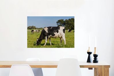 Glasbilder - 90x60 cm - Kuh - Gras - Tiere - Wald (Gr. 90x60 cm)
