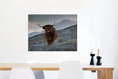 Leinwandbilder - 80x60 cm - Schottischer Hochländer - Landschaft - Schottland