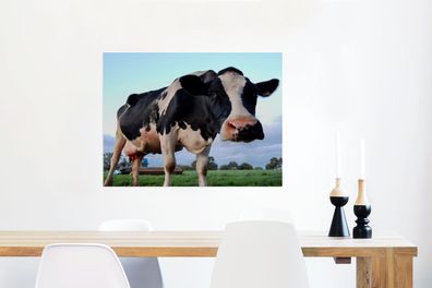 Glasbilder - 80x60 cm - Kuh - Bauernhof - Gras - Tiere (Gr. 80x60 cm)