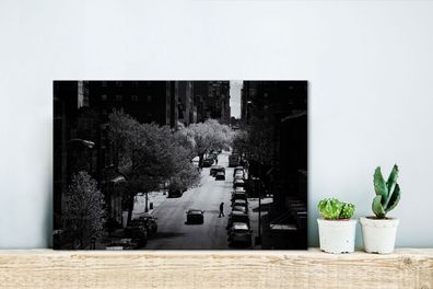 Leinwandbilder - 30x20 cm - Ruhige Straße in New York in schwarz und weiß