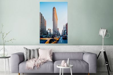 Glasbilder - 80x120 cm - Starker Verkehr rund um das Flatiron Building