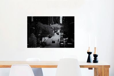 Glasbilder - 60x40 cm - Ruhige Straße in New York in schwarz und weiß (Gr. 60x40 cm)