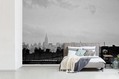 Fototapete - 360x240 cm - New Yorker Skyline in Schwarz und Weiß (Gr. 360x240 cm)