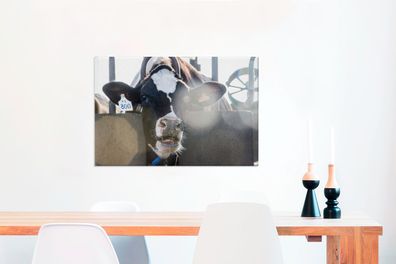 Leinwandbilder - 60x40 cm - Kuh - Stall - Licht (Gr. 60x40 cm)