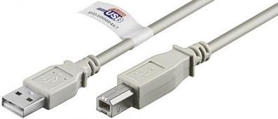 USB 2.0 Hi-Speed Kabel mit USB Zertifikat, Grau, 2 m - geeignet für Geräte mit USB An