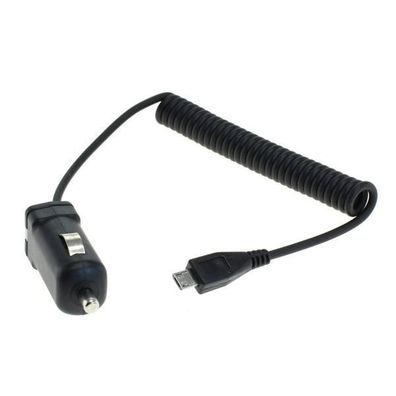 KFZ-Ladekabel Micro-USB - 1A - Spiralkabel - schwarz
