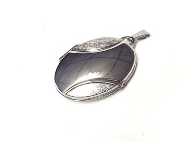 ovales Medaillon in 925/ - Sterling Silber rh matt/ poliert für 4 Fotos