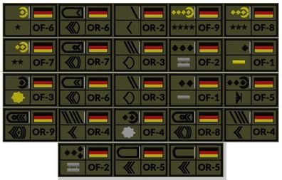 BW Rangabzeichen Quer, Heer, Hellgraue Litze, NATO Rangcode, Oliv od. Sand