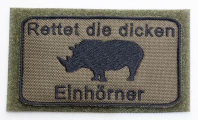 Patch: "Rettet die dicken Einhörner", Outdoor, Bushcraft, Einhorn